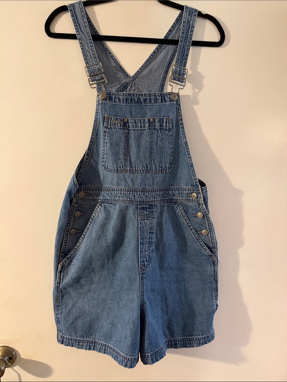 Gap women'sClassic Blue Denim Short Overalls Small